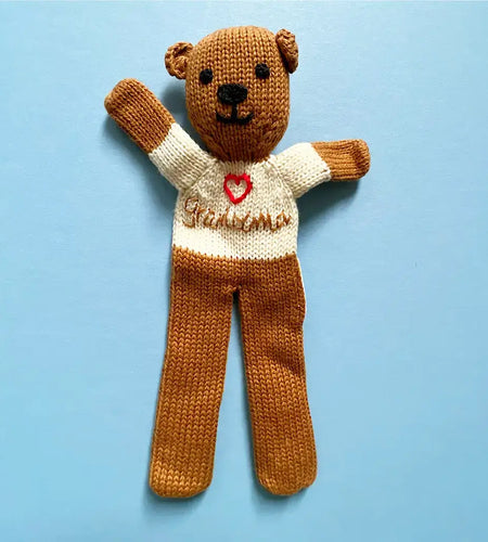 Handknit organic cotton Grandma Teddy Bear