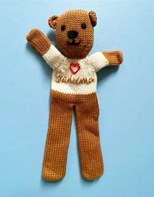 Load image into Gallery viewer, Handknit organic cotton Grandma Teddy Bear
