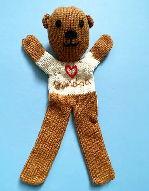 Load image into Gallery viewer, Handknit organic cotton Grandpa Teddy Bear
