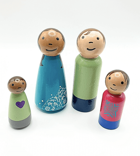 Multiracial Family Wooden Doll Set
