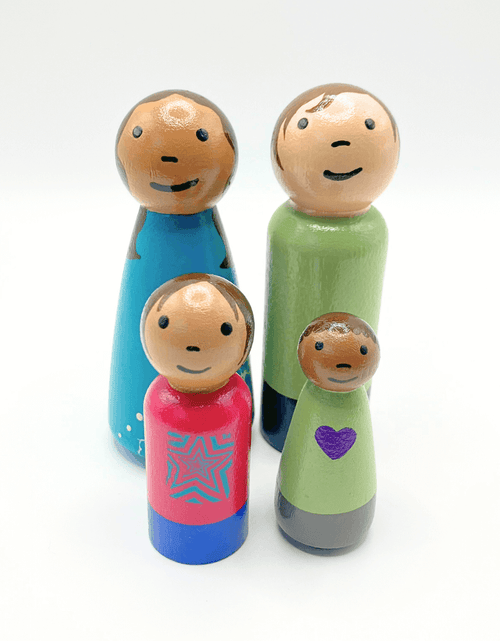Load image into Gallery viewer, Multiracial Family Wooden Doll Set
