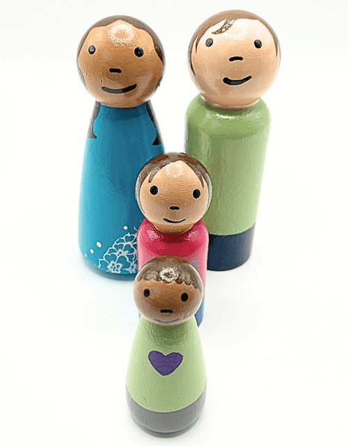 Load image into Gallery viewer, Multiracial Family Wooden Doll Set
