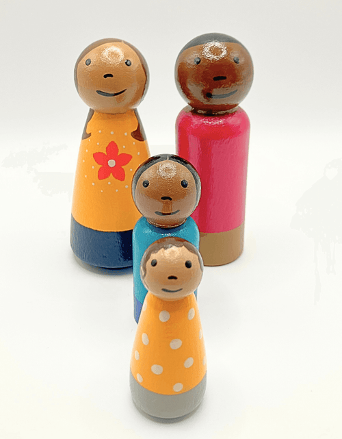 Load image into Gallery viewer, Multiracial Family Wooden Doll Set
