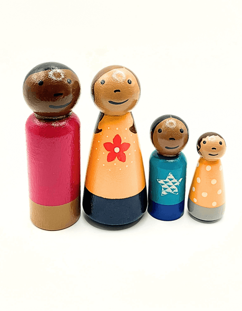 Load image into Gallery viewer, Multiracial Family Wooden Doll Set
