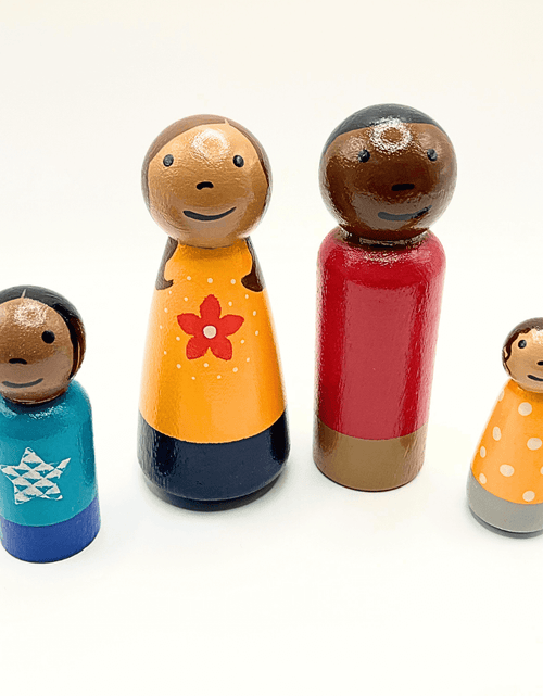 Load image into Gallery viewer, Multiracial Family Wooden Doll Set
