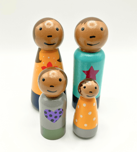 Family Wooden Doll Set - Olive and Tan Skin Tones