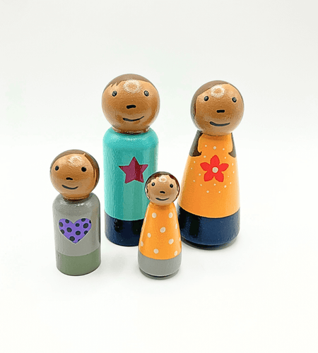 Family Wooden Doll Set - Olive and Tan Skin Tones