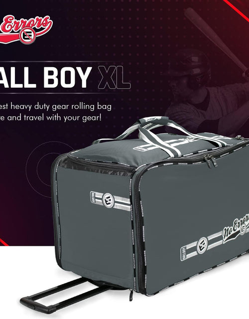 Load image into Gallery viewer, No Errors Ball Boy XL Wheeled Baseball Coaches Bag - Heavy Duty Baseball and Softball Bag for Coaches - Holds Two 6 Gallon Ball Buckets and Coaching Equipment
