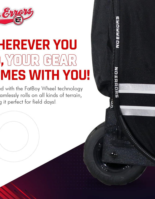 Load image into Gallery viewer, No Errors Ball Boy XL Wheeled Baseball Coaches Bag - Heavy Duty Baseball and Softball Bag for Coaches - Holds Two 6 Gallon Ball Buckets and Coaching Equipment

