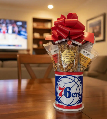 Philadelphia 76ers Gift Tin Basket - Officially Licensed NBA Snacks - Made in USA