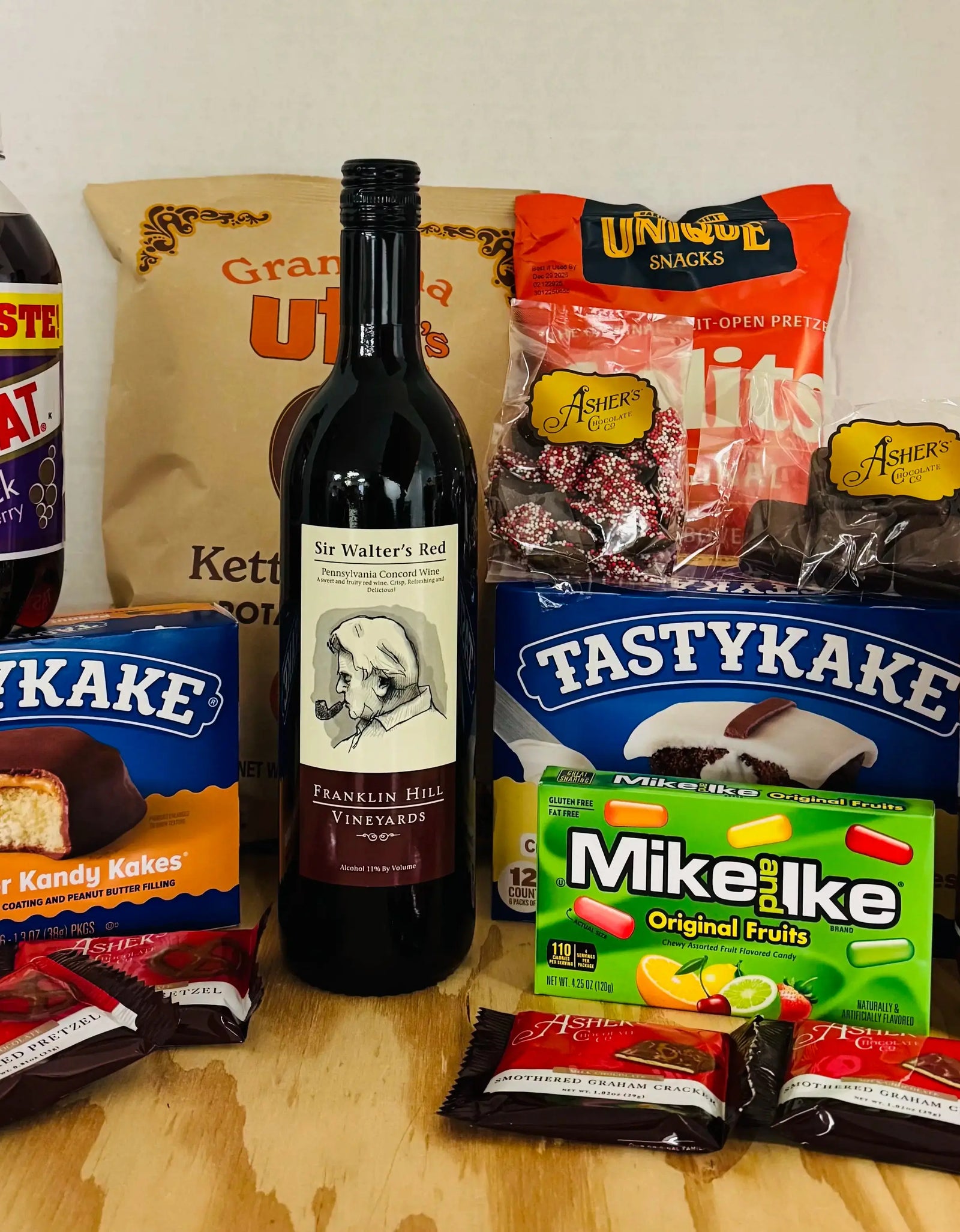 Pennsylvania Gift Basket with Wine - Premium PA Made Snacks & Treats